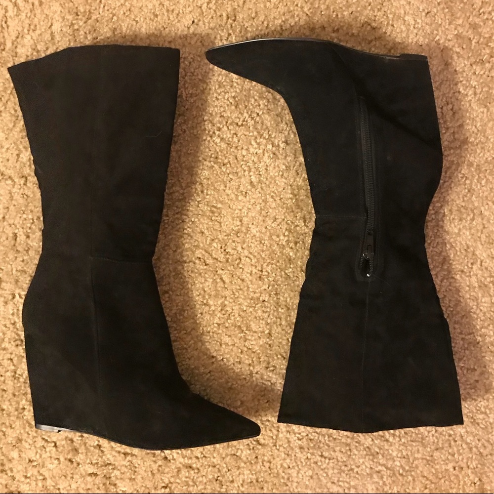 Worn once!! Black pointed toe boots